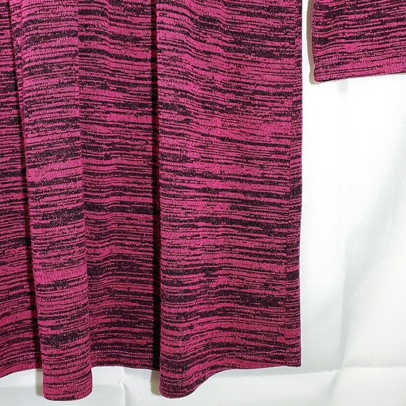 Kensie Magenta/Black Heathered 3/4 Sleeve Fit and Flare Dress - Size Medium - Picture 6 of 12